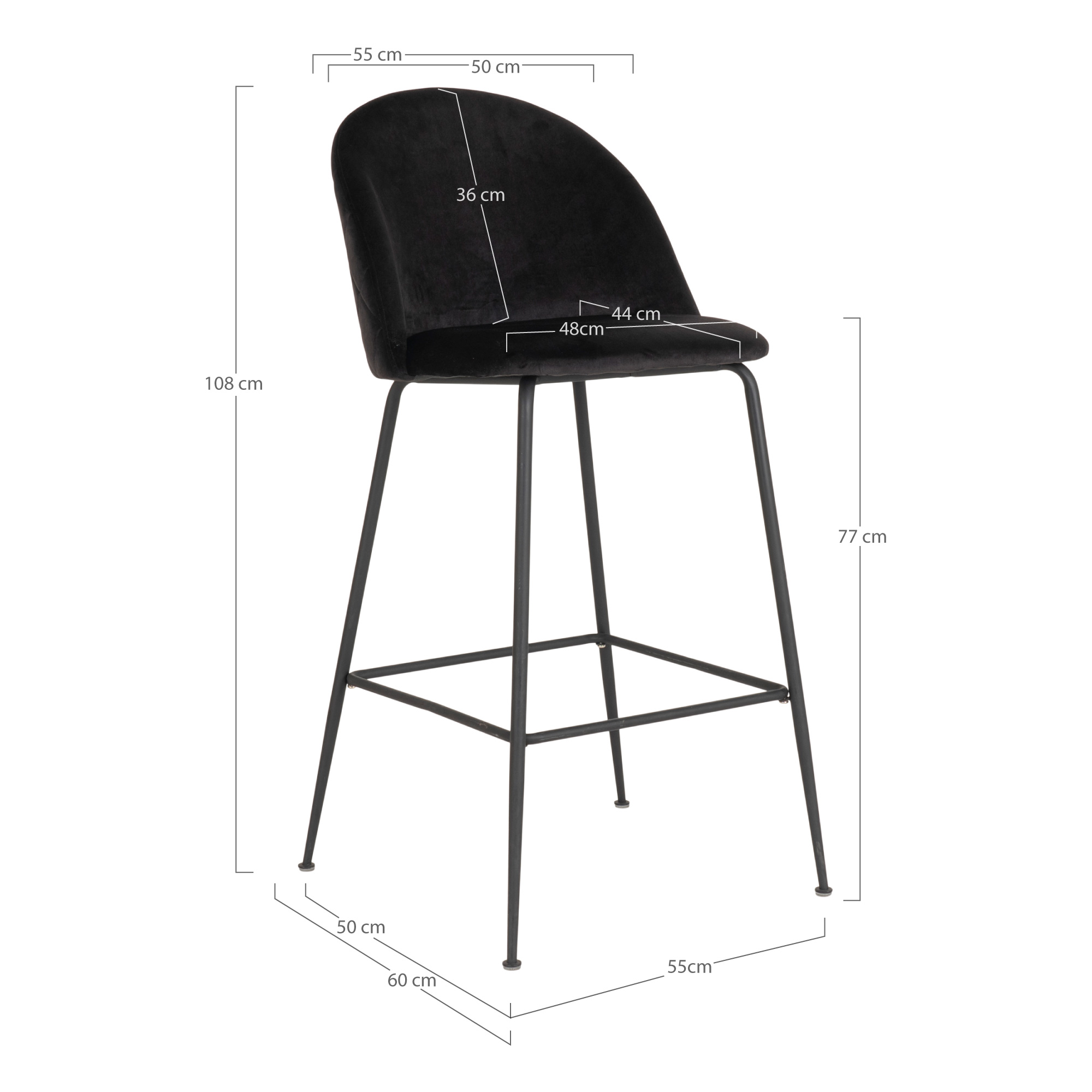 Lausanne barstol Svart