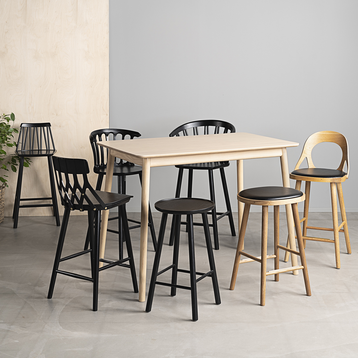 Colibri barpall 63cm ek oljad, bonded läder svart