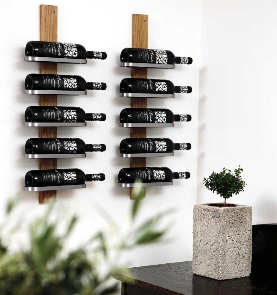 Mazzi Vinställ 10 fl, Oljad Ek / Slipat Stål