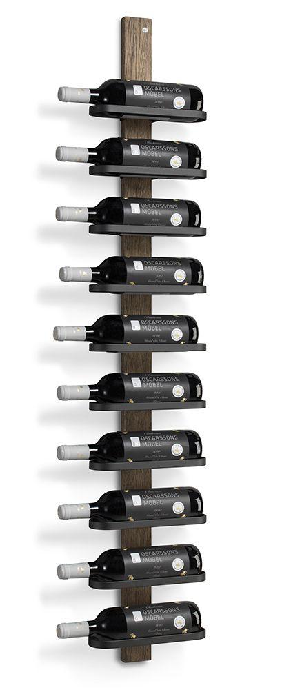 Mazzi Vinställ 10 fl,Rökt Ek / Mattsvart Stål