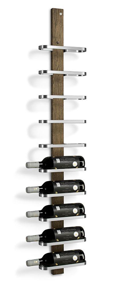 Mazzi Vinställ 10 fl, Rökt Ek / Slipat Stål