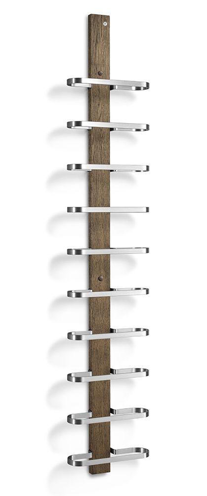 Mazzi Vinställ 10 fl, Rökt Ek / Slipat Stål