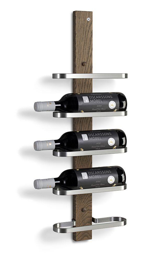 Mazzi Vinställ 5 fl, Rökt Ek / Slipat stål