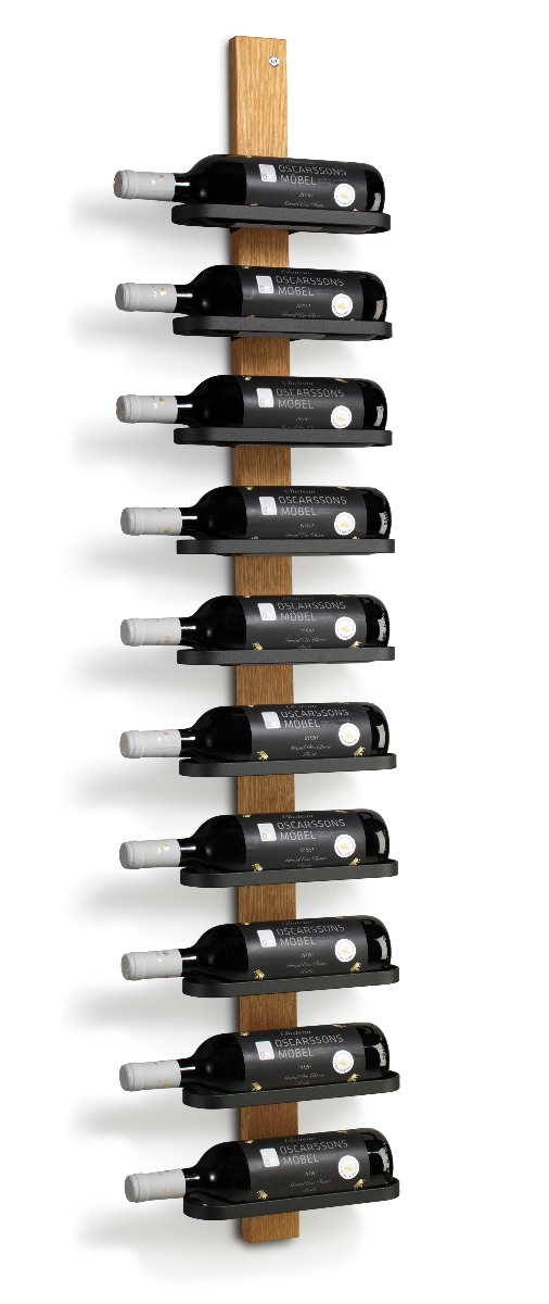 Mazzi Vinställ 10 fl, Lackad Ek / Mattsvart Stål