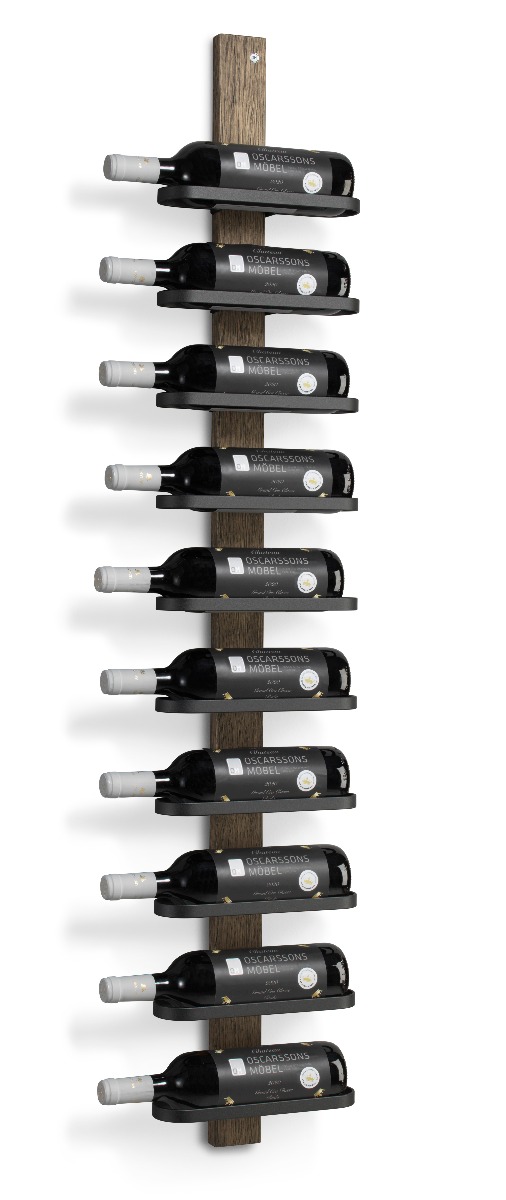 Mazzi Vinställ 10 fl,Rökt Ek / Mattsvart Stål