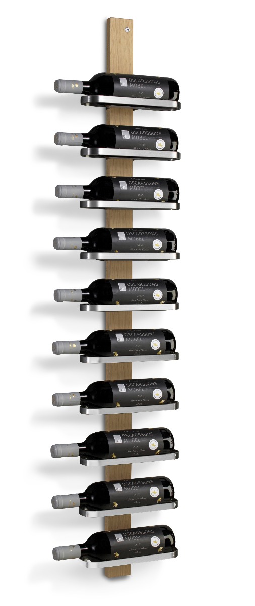 Mazzi Vinställ 10 fl, Vitoljad Ek / Slipat Stål