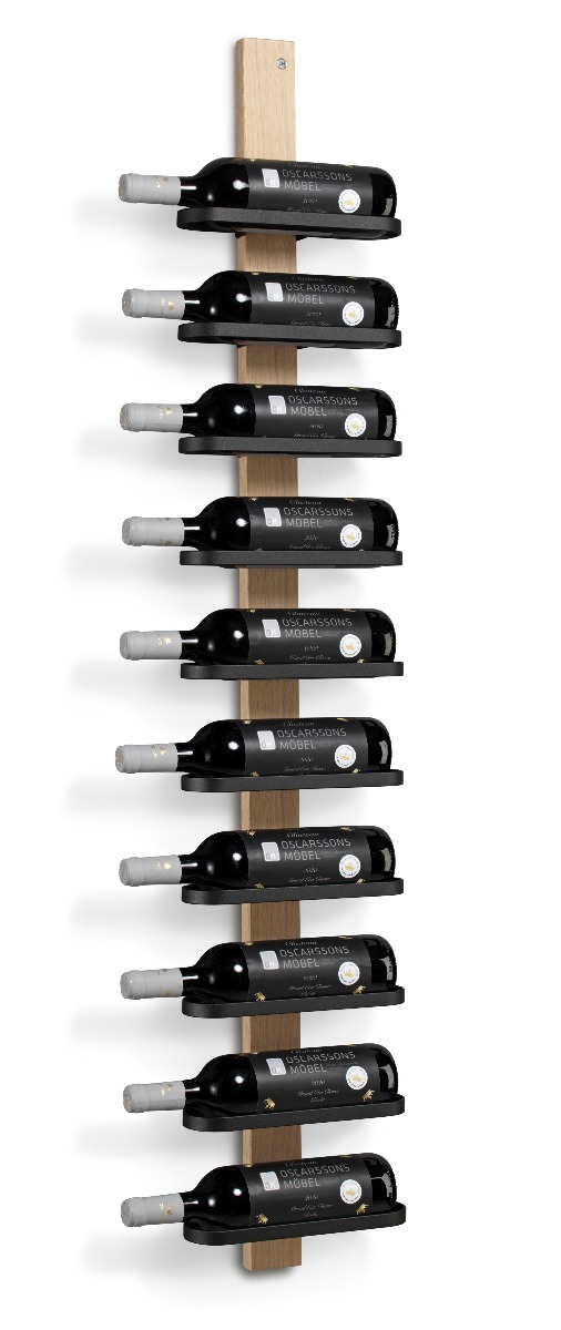 Mazzi Vinställ 10 fl, Vitoljad Ek / Mattsvart Stål