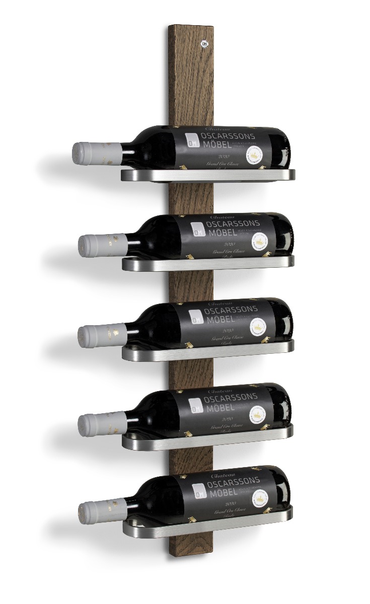 Mazzi Vinställ 5 fl, Rökt Ek / Slipat stål