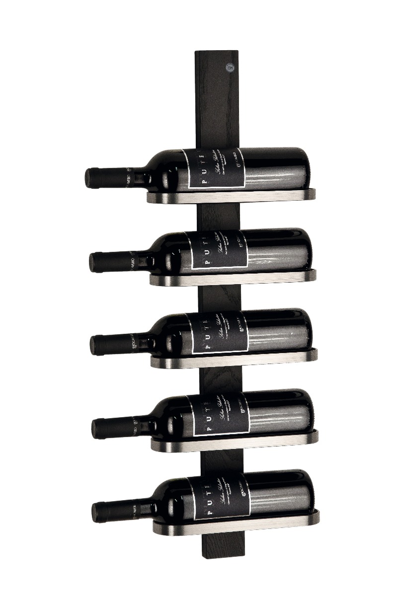 Mazzi Vinställ 5 fl, Svartbetsad Ek / Slipat stål