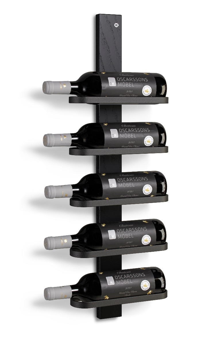 Mazzi Vinställ 5 fl, Svartbetsad Ek / Mattsvart Stål