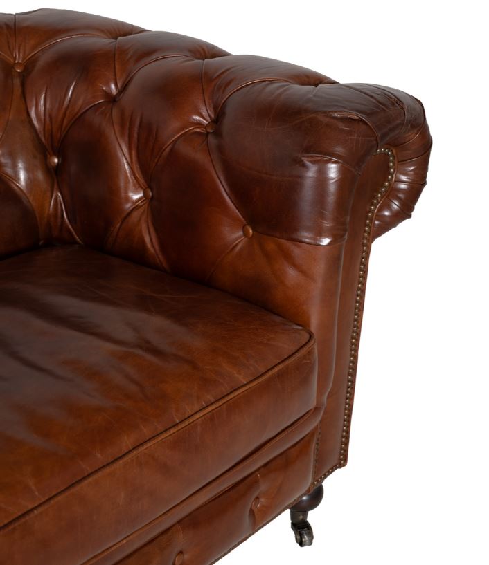 Vintage Chesterfield 3-sitssoffa rak