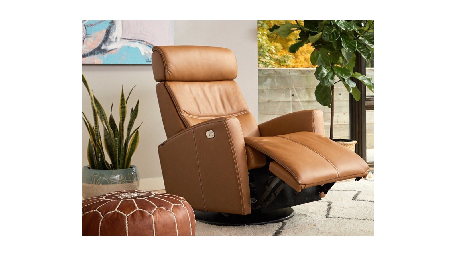 MILAN Hjellegjerde reclinerfåtölj,Cognac