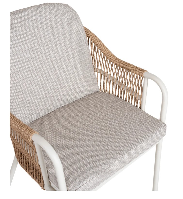 Alicia karmstol aluminium creme / beige tyg