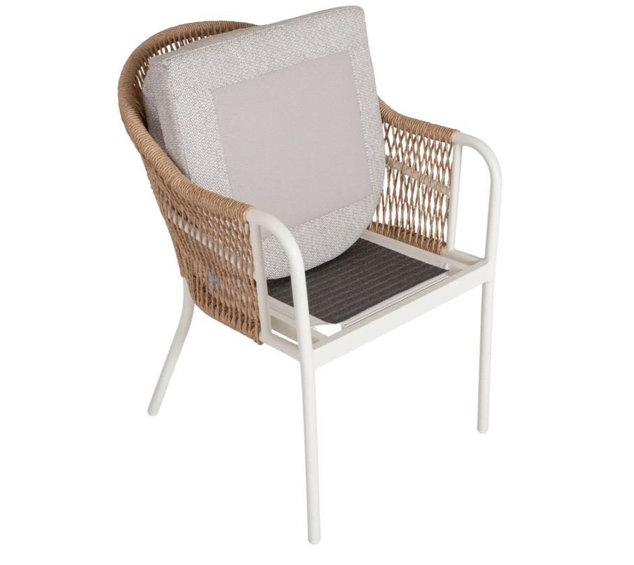 Alicia karmstol aluminium creme / beige tyg