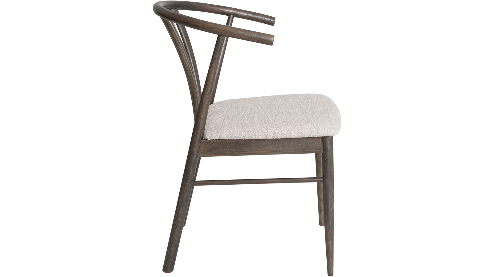 ARON Matstol i brunlackad ek, beige tyg