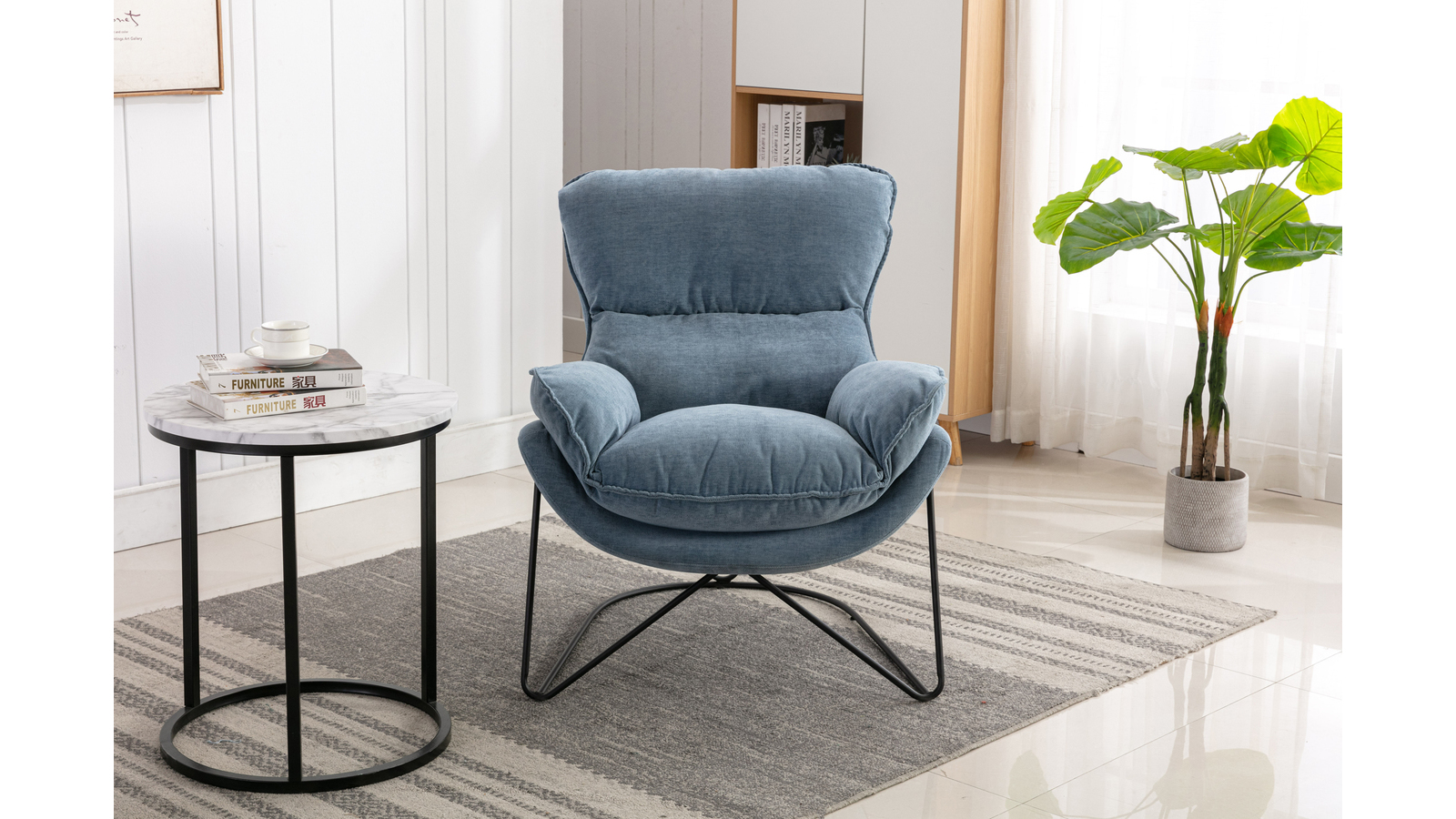 BRAY Fåtölj i tyg Washed Denim