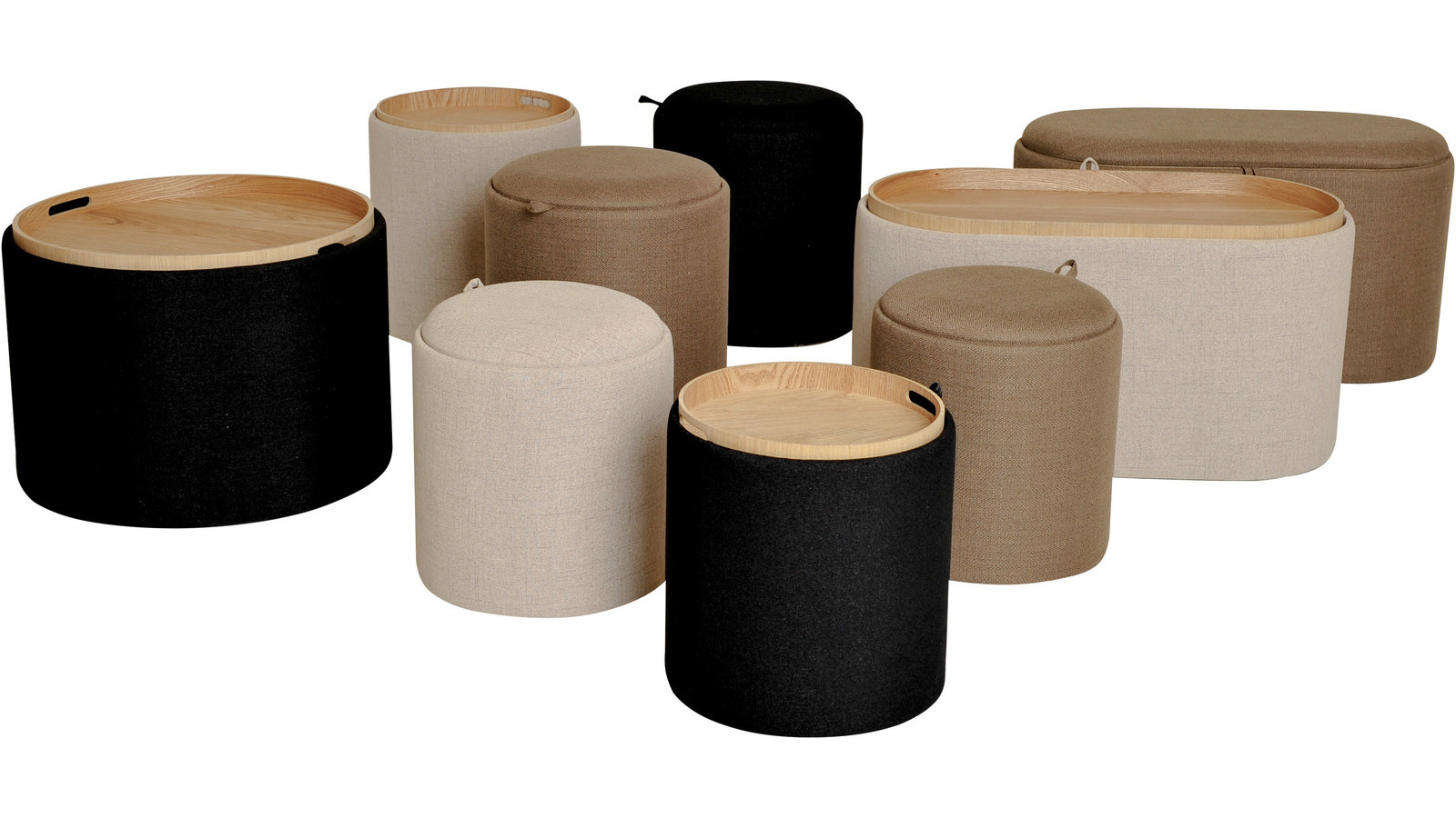 MAIKO Sittpuff/sidobord 2 st grå/beige