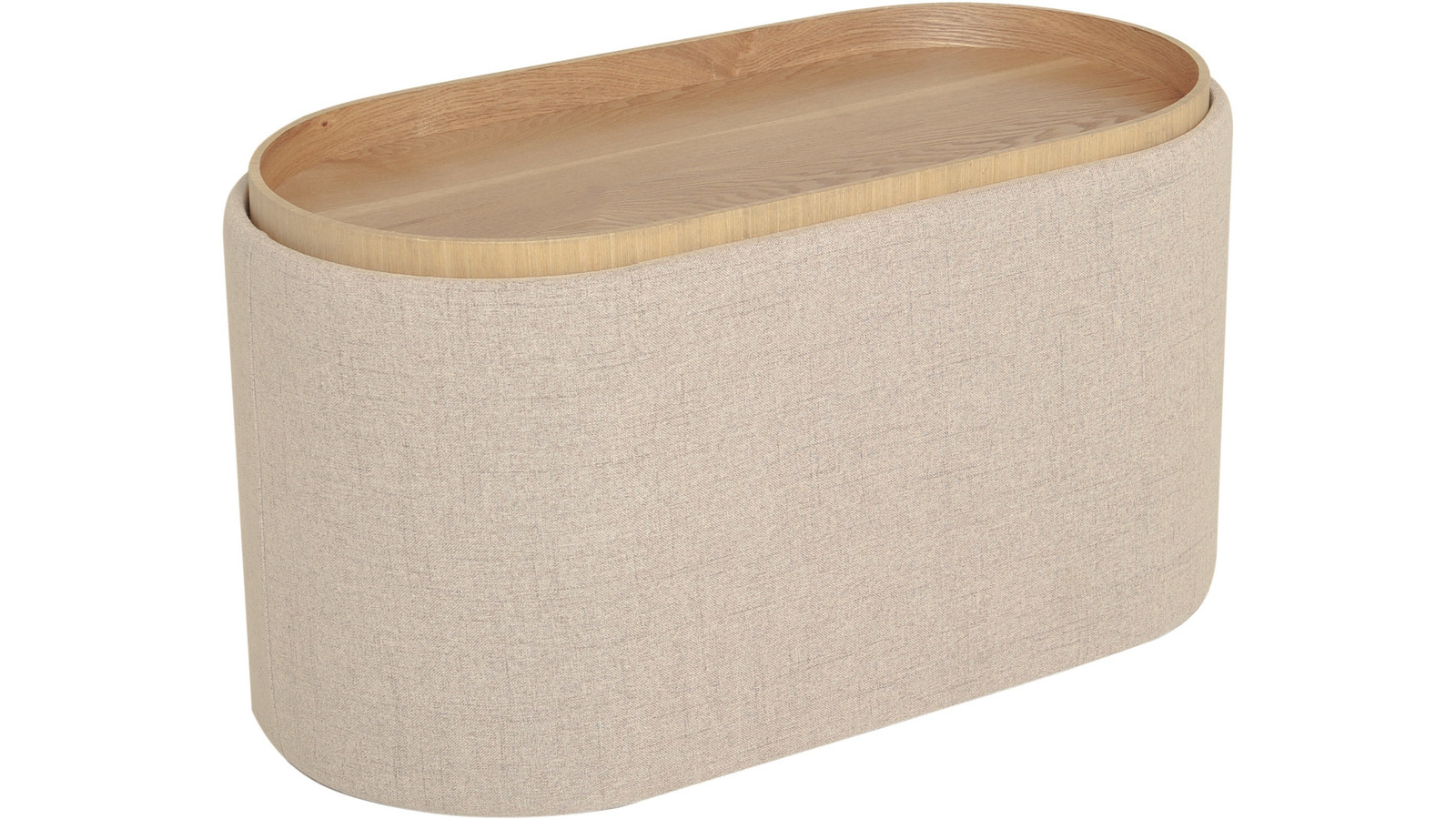 MAIKO Sittpuff/sidobord, oval, grå/beige