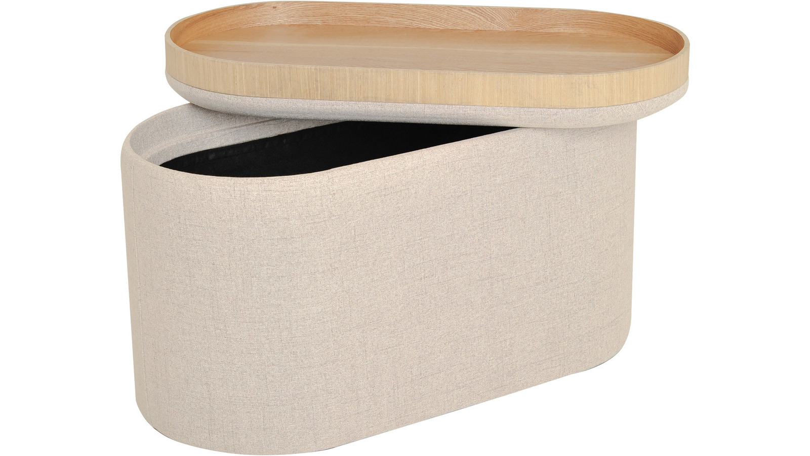 MAIKO Sittpuff/sidobord, oval, grå/beige