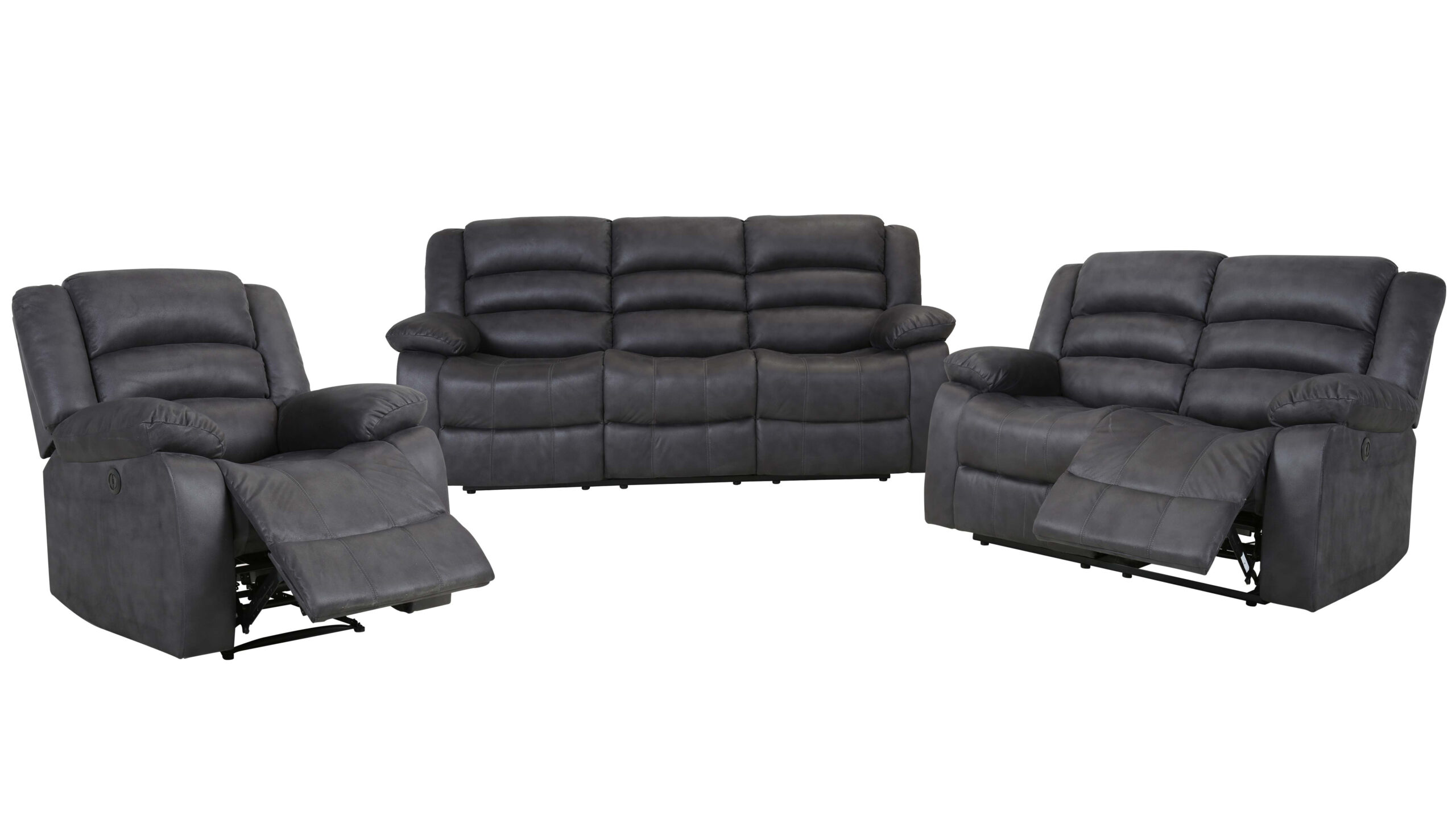 MAINE Reclinerfåtölj Tyg Lacey grå EL