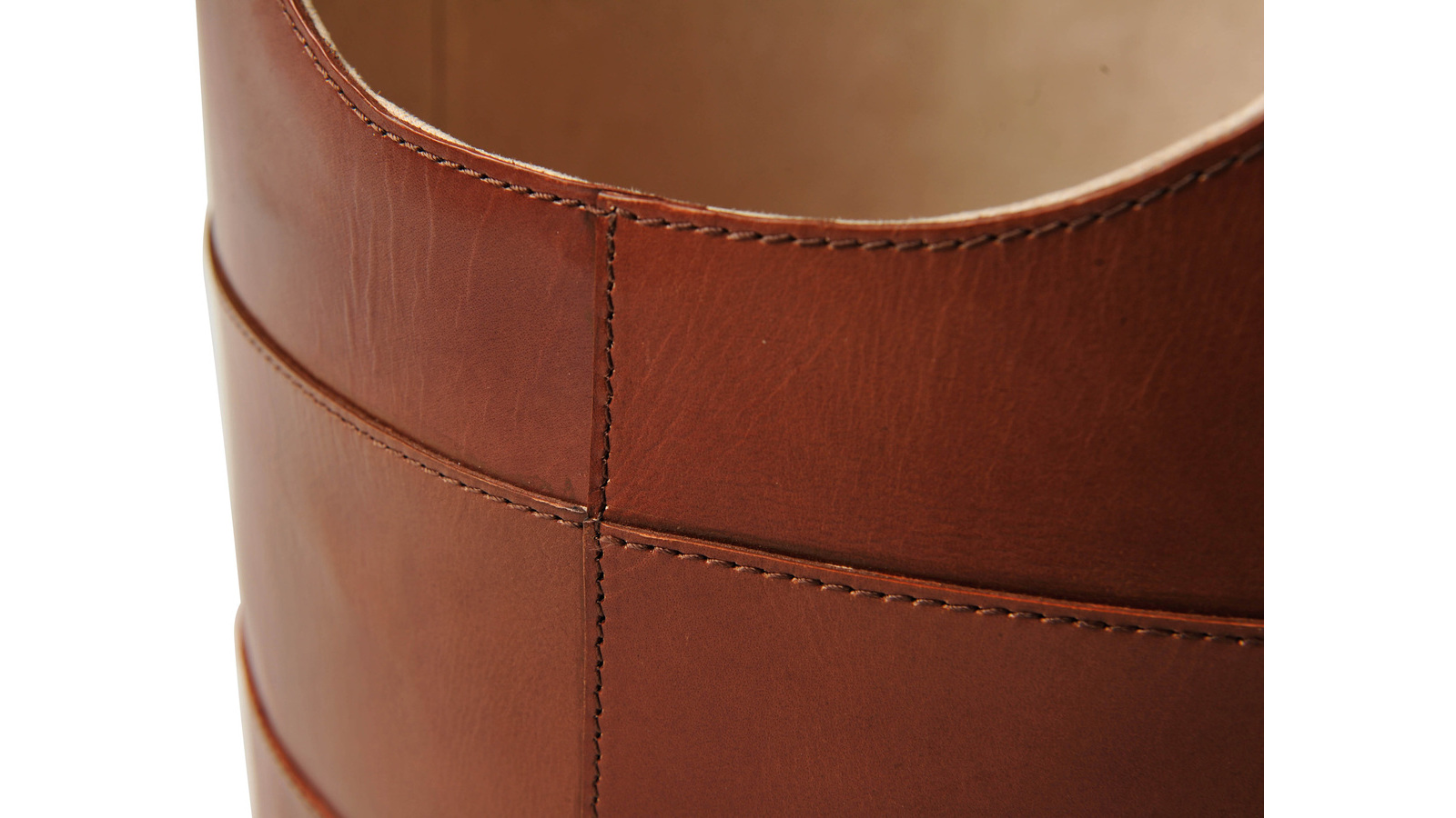 MILAN Vedkorg i skinn med handtag