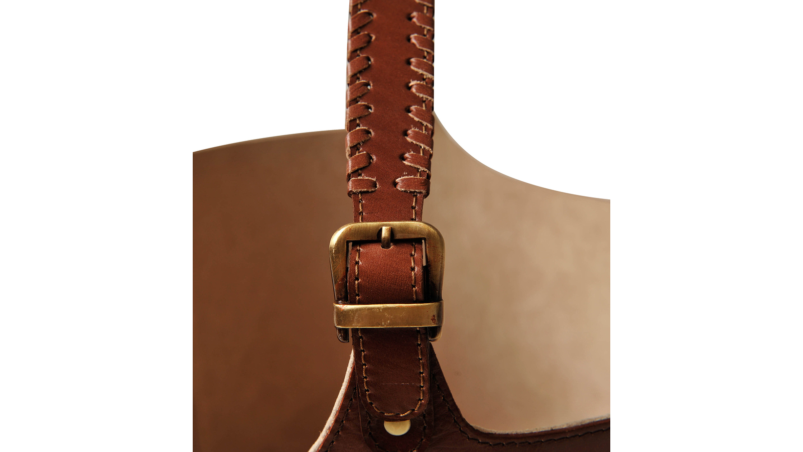 MILAN Vedkorg i skinn med handtag