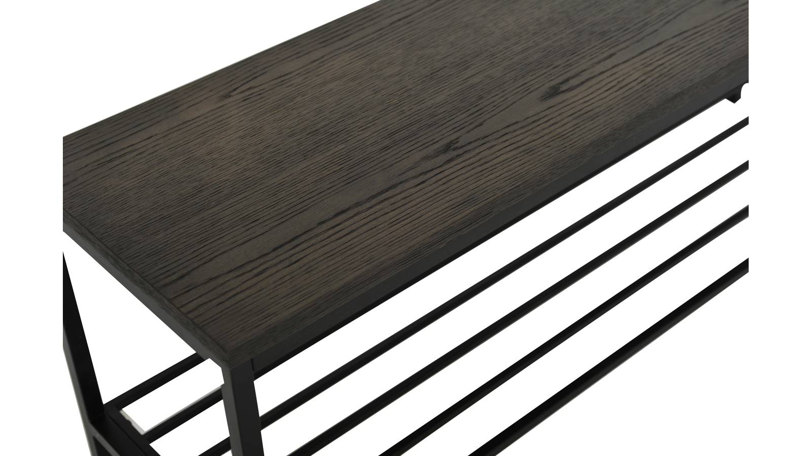 MONDO Bänk med skohylla, brunlackad ek