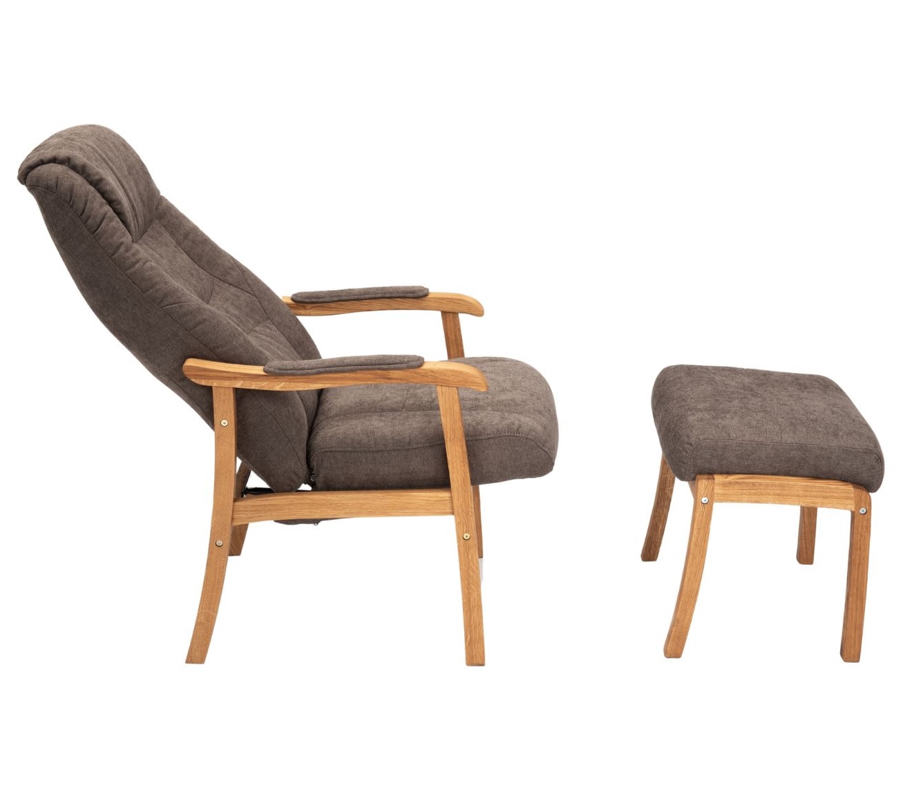 Otium fåtölj+pall ljusbrun hög