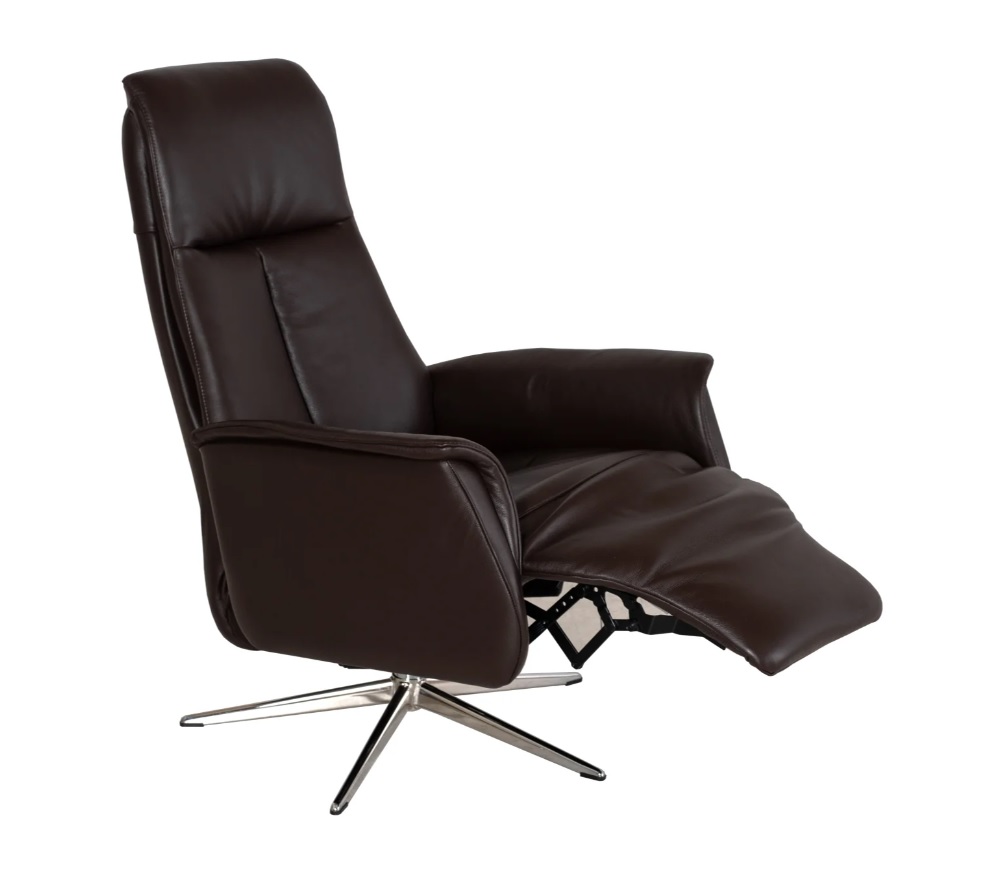 Andrano reclinerfåtölj med batteri i semianilinläder mörkbrun