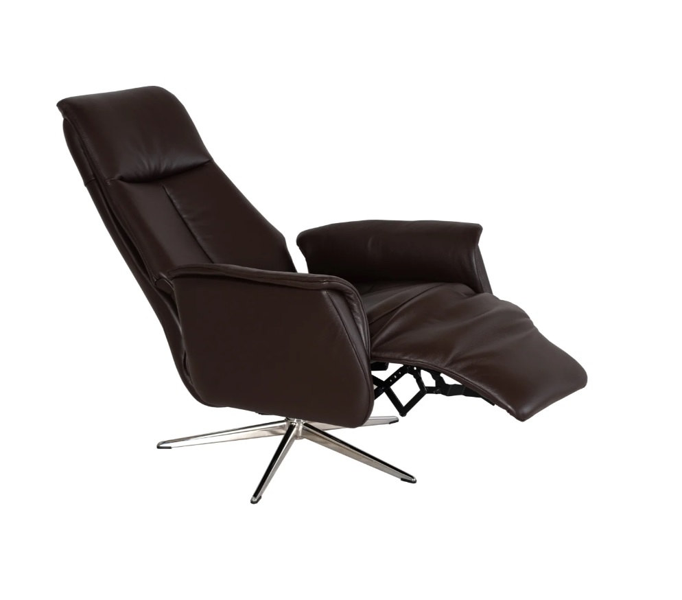 Andrano reclinerfåtölj med batteri i semianilinläder mörkbrun