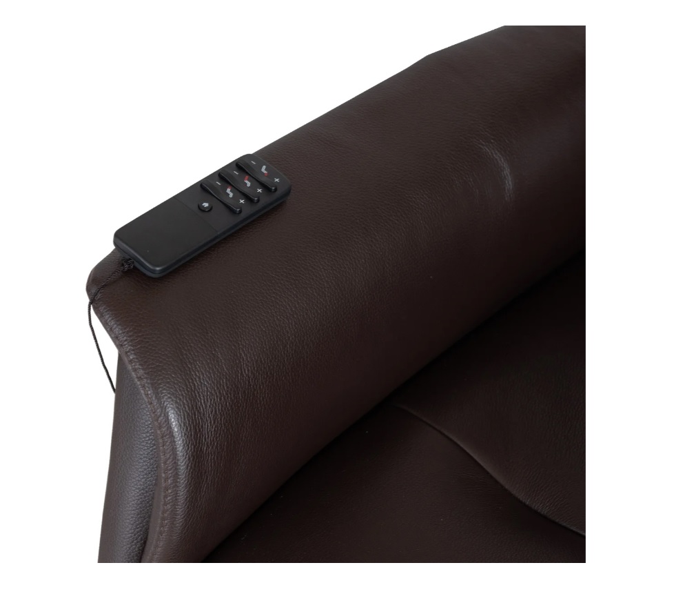 Andrano reclinerfåtölj med batteri i semianilinläder mörkbrun