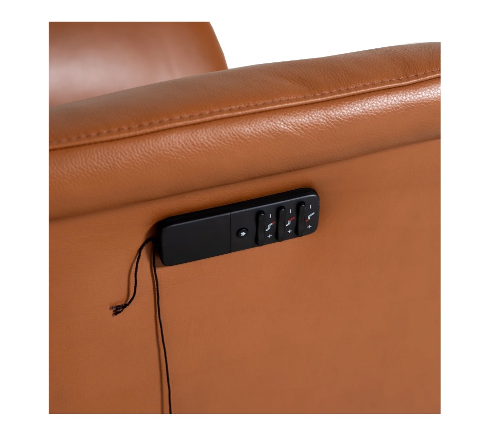 Corsano reclinerfåtölj med batteri i semianilinläder