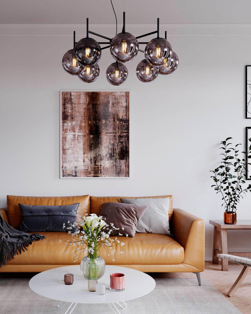 Boyle taklampa 8-låg rökgrå