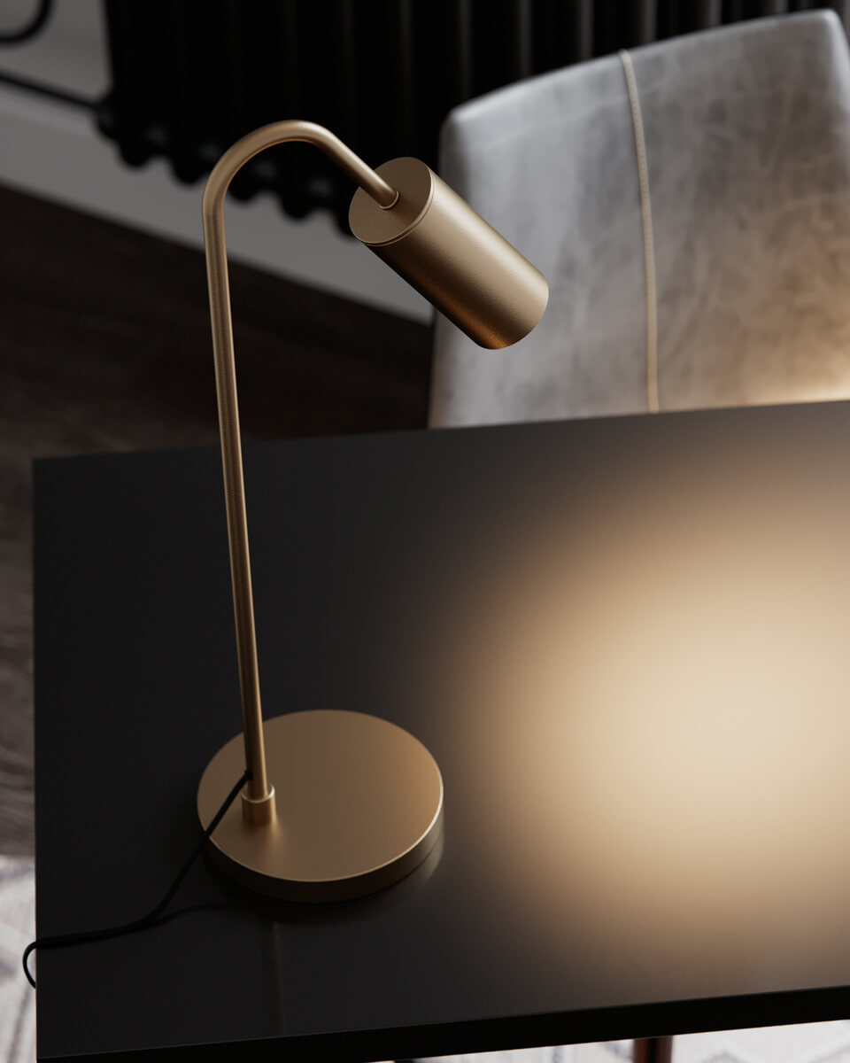 Curve bordlampa H51cm Matt guld