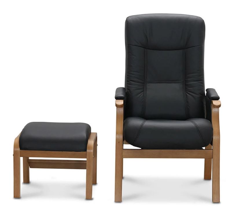 Bergen fåtölj & pall svart