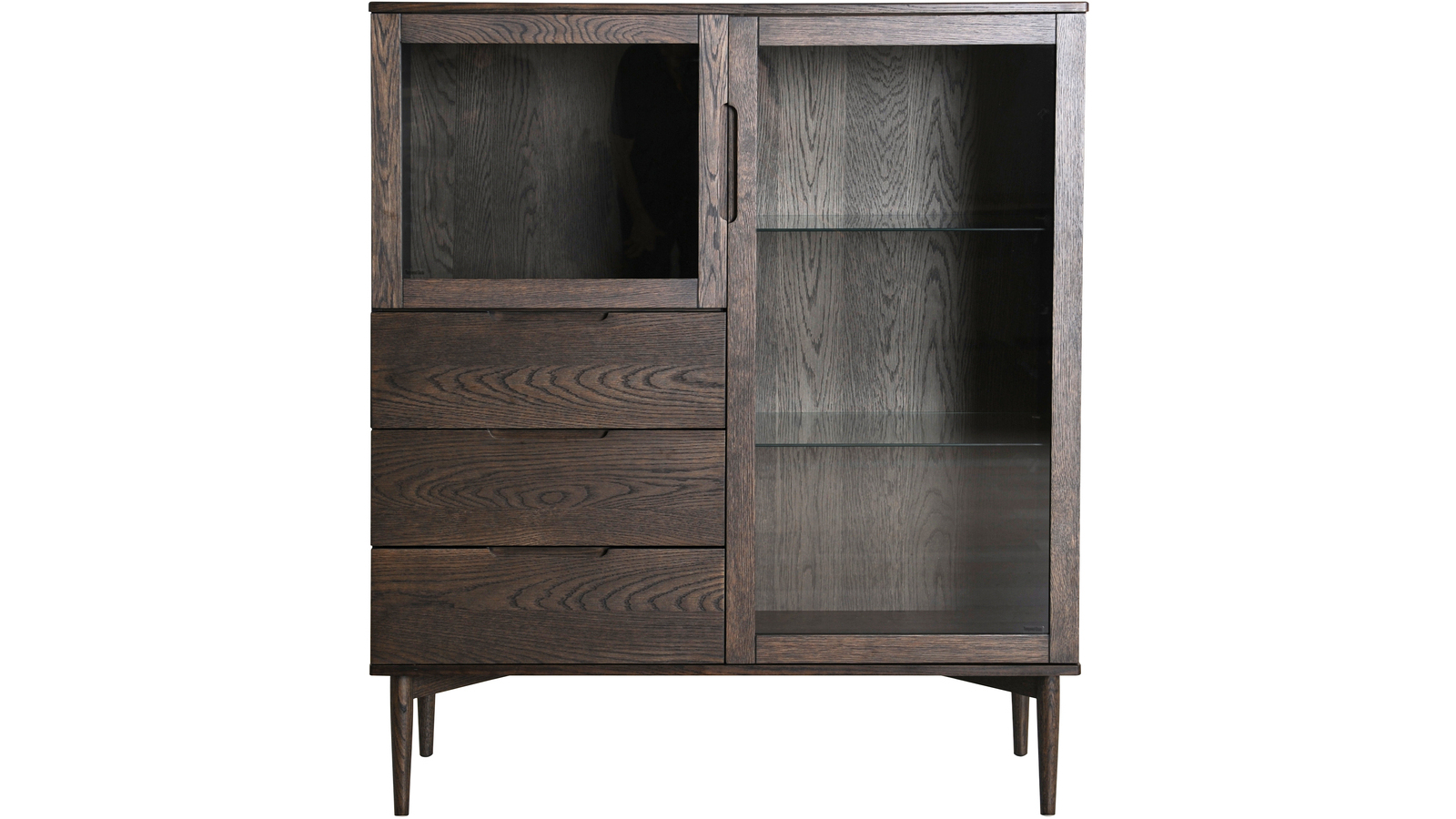 KARMÖY Vitrin låg, brunlackad