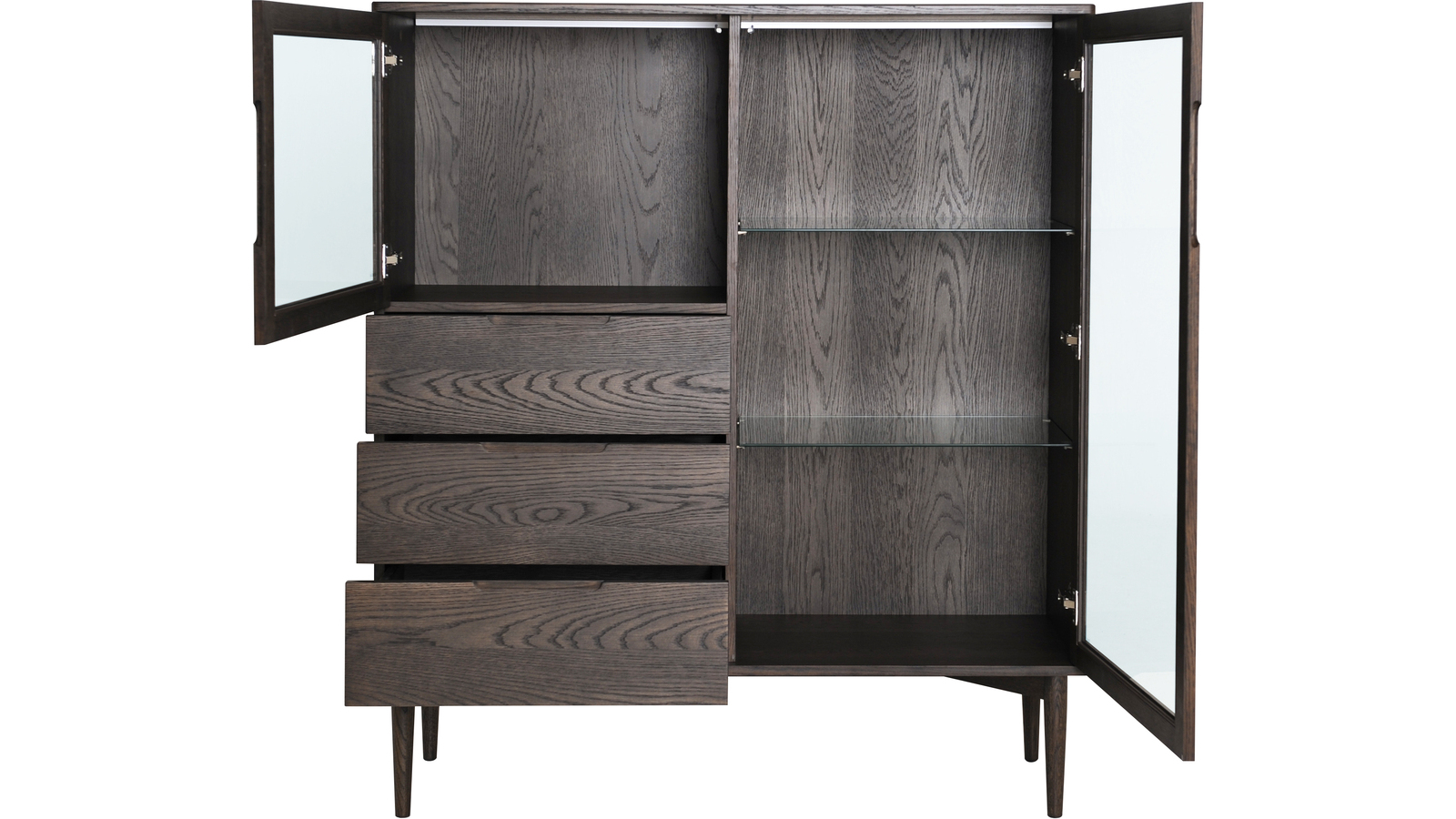 KARMÖY Vitrin låg, brunlackad