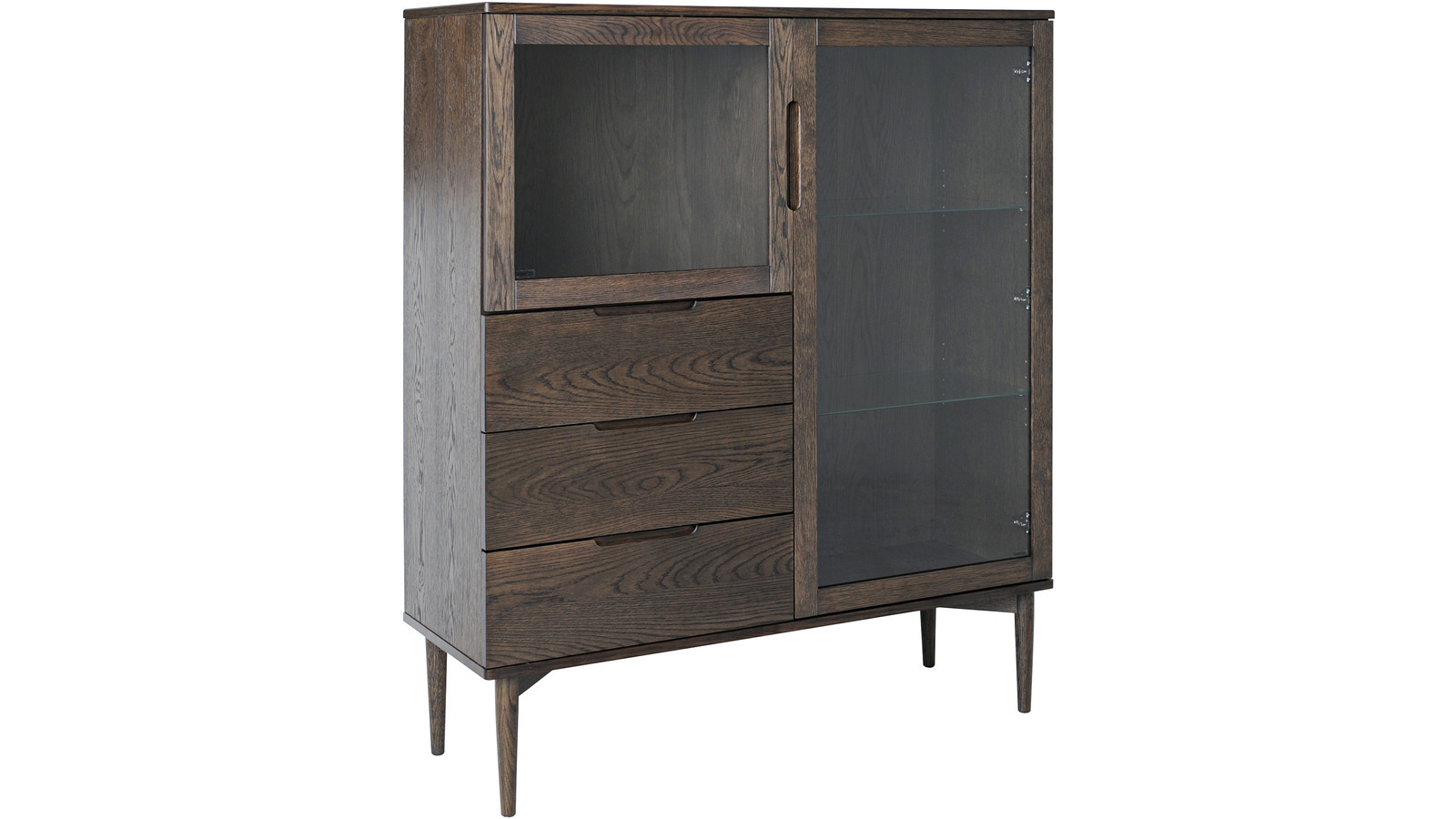 KARMÖY Vitrin låg, brunlackad