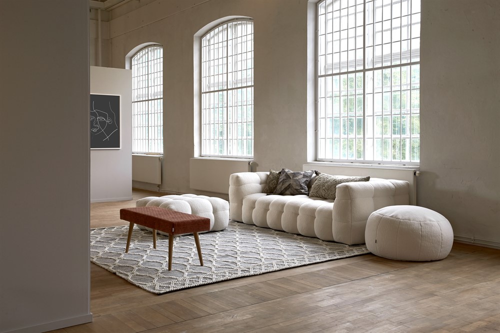 Kendall 3-sitssoffa teddy naturvit