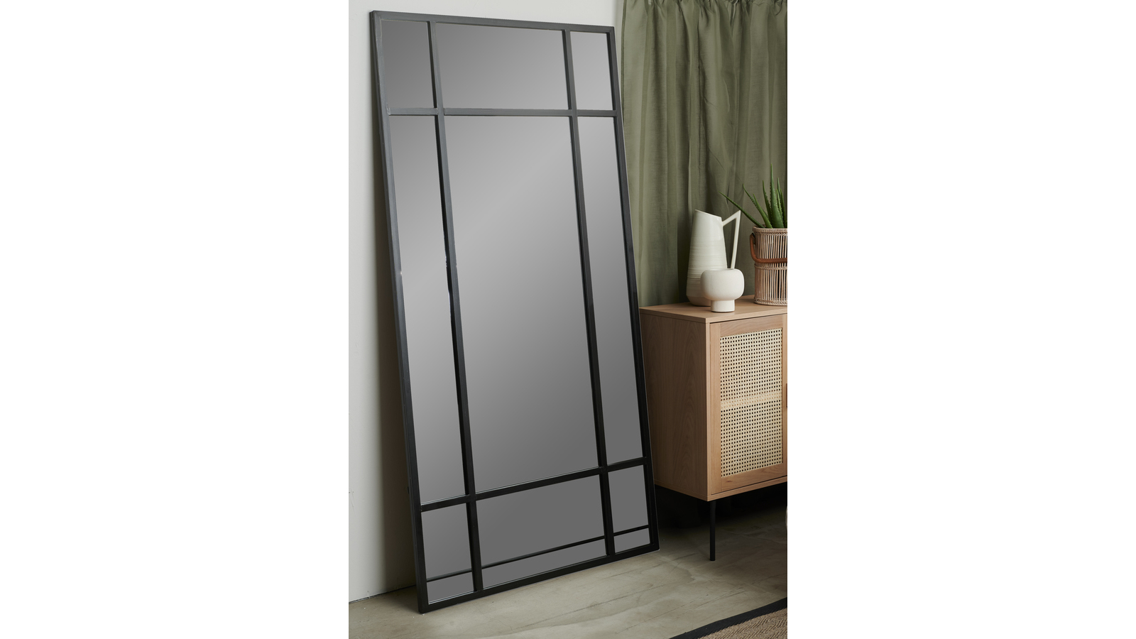 MANHATTAN Spegel i metall,200×100 Svart