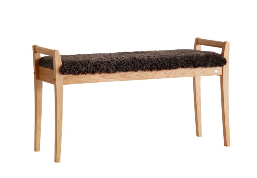 Meja Bänk, Oljad Ek / Fårskinn Brun