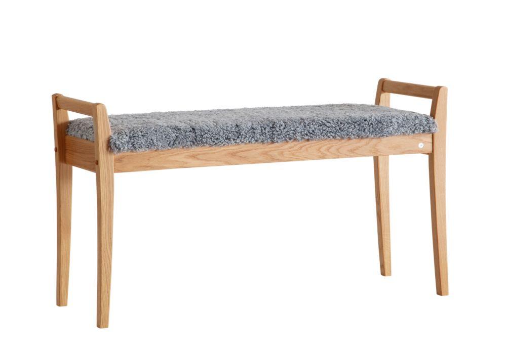 Meja Bänk, Oljad Ek / Fårskinn Ljusgrå