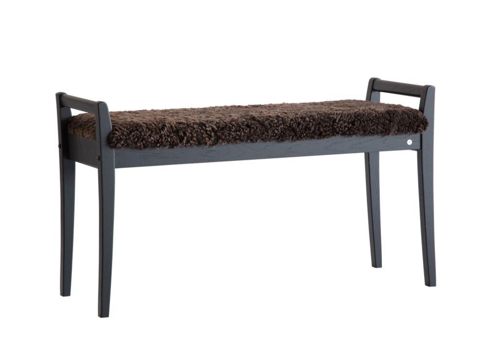Meja Bänk, Svartbetsad Ek / Fårskinn Brun