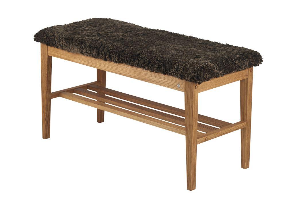 Nadja Bänk, Lackad Ek / Fårskinn brun