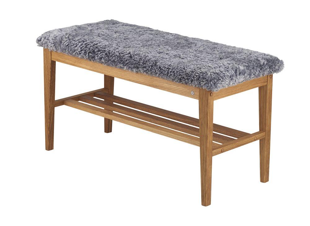 Nadja Bänk, Lackad Ek / Fårskinn ljusgrå