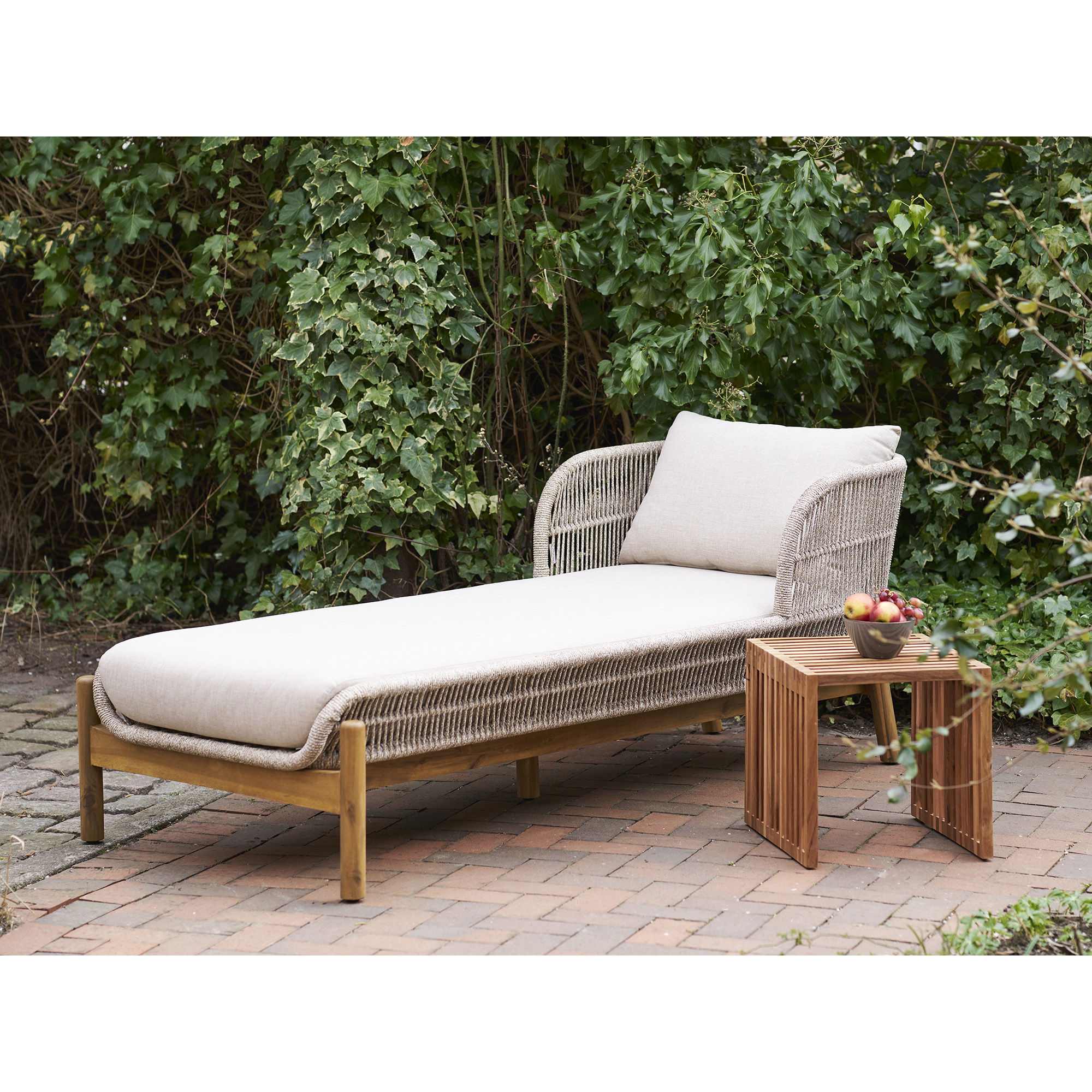 Terracina solsäng – Solsäng, akacia, beige, inkl. kuddar