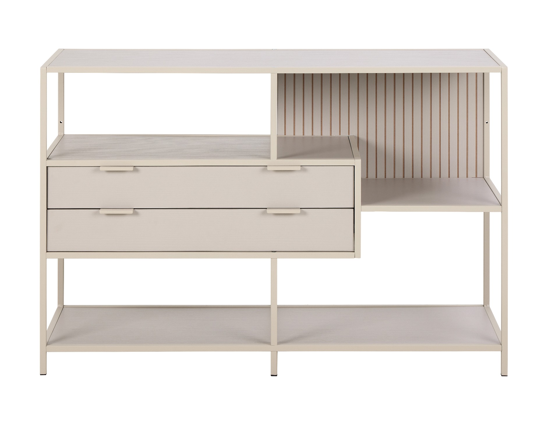 Seaford bokhylla låg grå med lådor