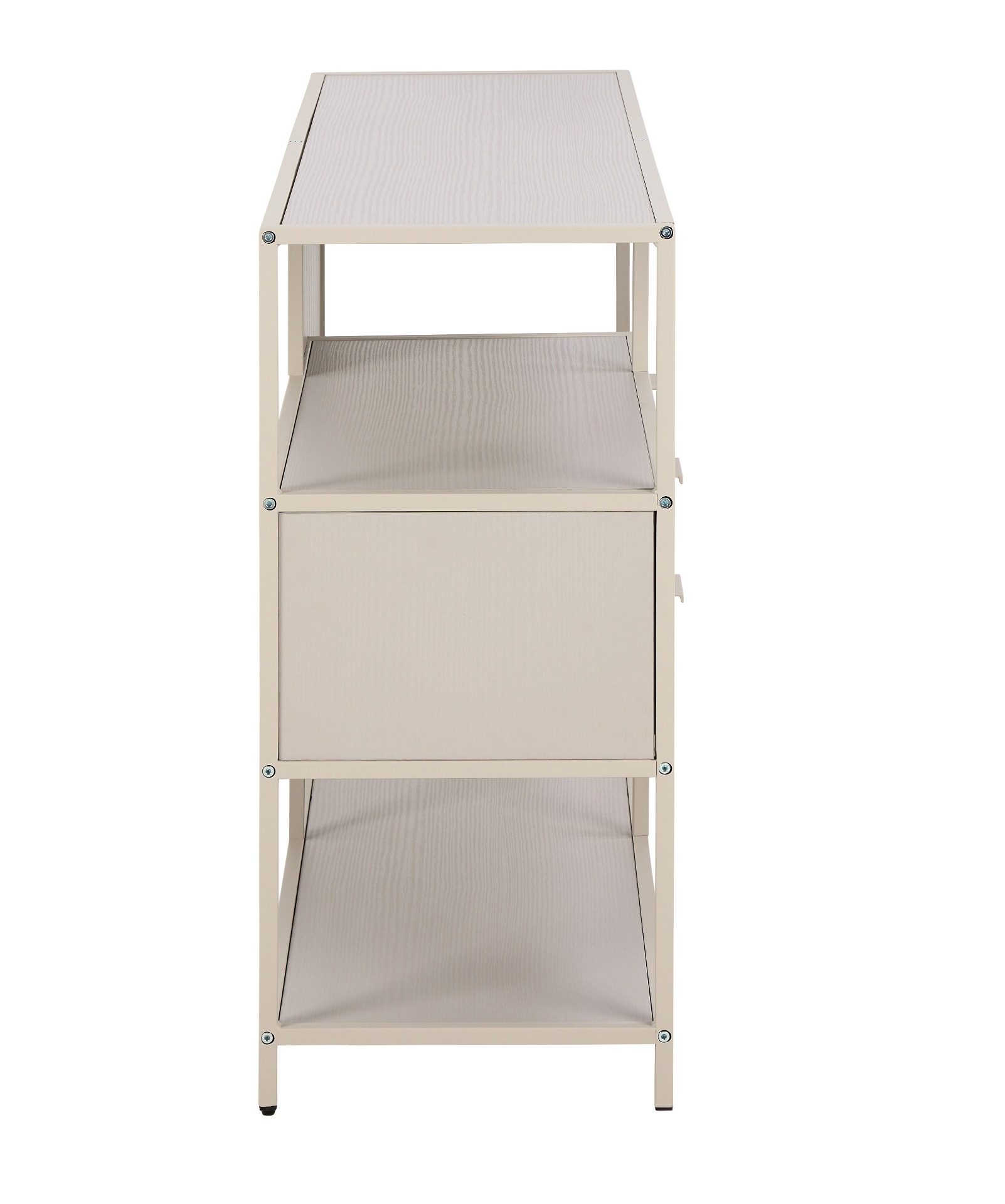 Seaford bokhylla låg grå med lådor