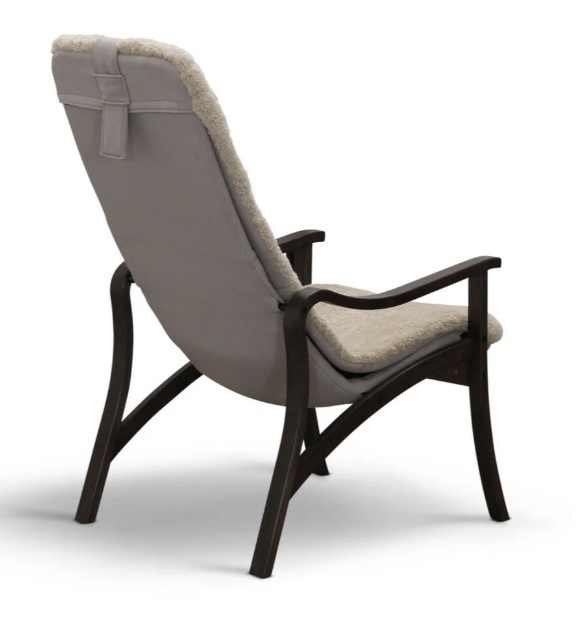 Gotland fåtölj & pall fårskinn Moonlight, rökt ek