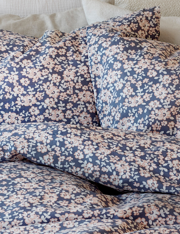 Bäddset blomstertid marinblå